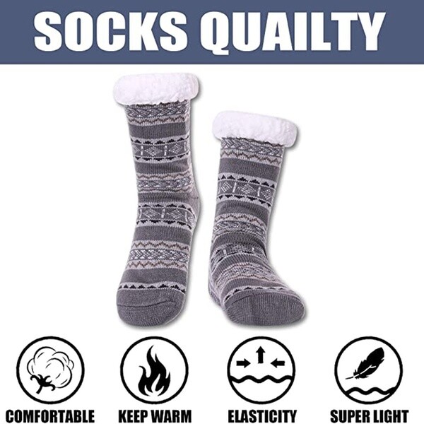 Mens Winter Sherpa Fleece-lined Cozy Fuzzy Thermal Slipper Socks Size 7-13 Lot