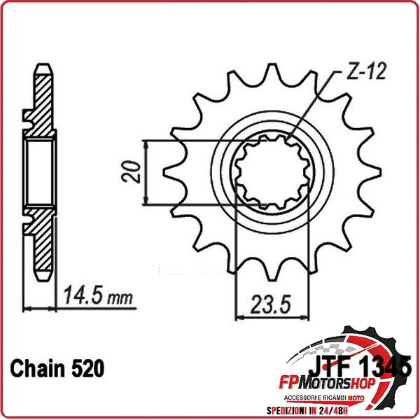 PIGNONE TRASMISSIONE PER MOTO JT 1345 Z13 RB AMMORTIZZATO JTF1345.13RB 13 DENTI