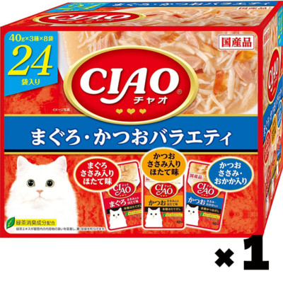 Ciao Pouch Tuna/Bonito Variety 40g x 24 bags with green tea deodorant ingredient