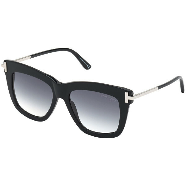 Pre-owned Tom Ford Sunglasses Dasha Ft0822 01b Shiny Black Smoke Gradient 52mm Tf 822 In Gray