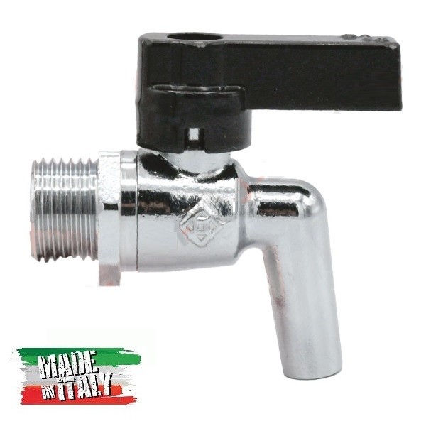 RUBINETTO ENOLOGICO A SFERA 3/4" CON BECCUCCIO PER FUSTO CONTENITORE BIDONE OLIO