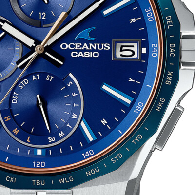 Pre-owned Casio Oceanus Manta Ocw-s5000f-2ajf Blue Bluetooth Men's Watch In Box