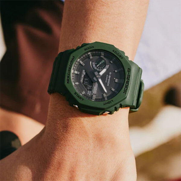 Pre-owned Casio G-shock Octagon Ga-b2100-3ajf Men's Watch Solar Bluetooth Green 2022