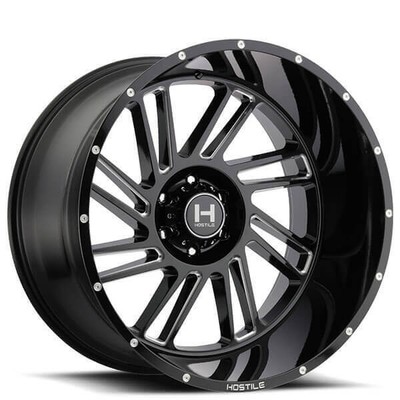 20 22 24'' Hostile Wheels H110 Stryker Gloss Black with Milled Off-Road (4pcs)