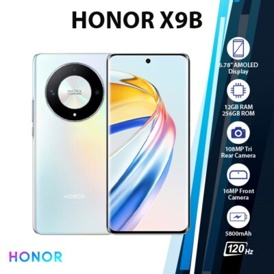 HONOR X9b 5G Android Cell Phone (Silver, 12GB+256GB, Unlocked, Dual SIM, NEW)
