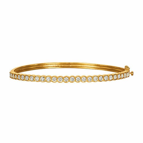 Pre-owned Morris 2.00 Carat Natural Diamond Miligrain Bezel Bangle Bracelet Si 14k Yellow Gold