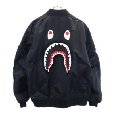 Men's A Bathing Ape Back Embroidery Nylon Jacket L Black A