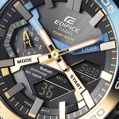 Pre-owned Casio Ecb-2000ynp-1ajf [edifice Nighttime Drive Series] Black Men Watch