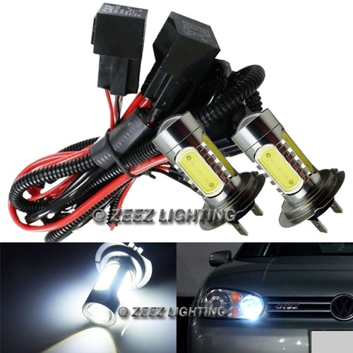 High Beam LED DRL Daytime Running Light Conversion Kit w/ 6000K H7 Hi-B Bulbs