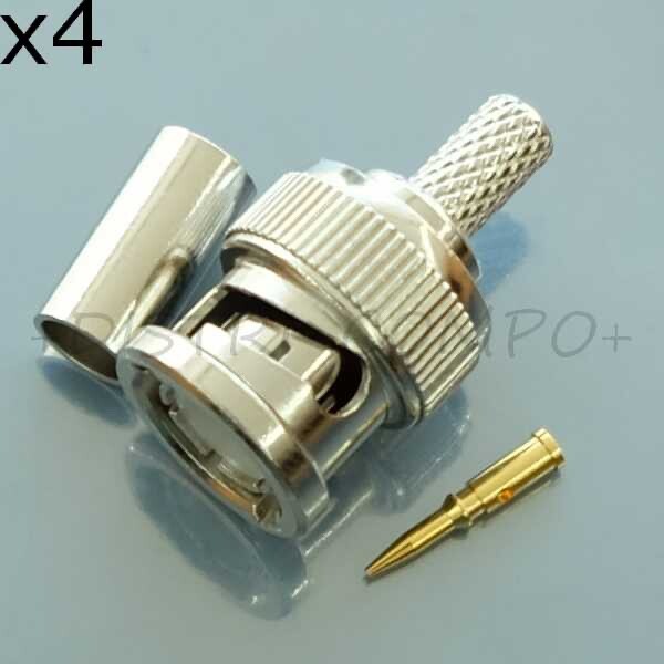 Fiche Bnc MÃ¢Le Ã  Sertir Rg58c Rg141a 50ohm 5-1634500-3 Te (Lot De 4)