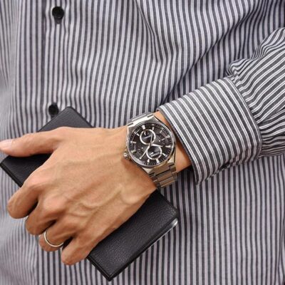 Pre-owned Citizen Attesa Bu0060-68e Eco-drive Triple Calendar Moon Data Titanium Men Watch
