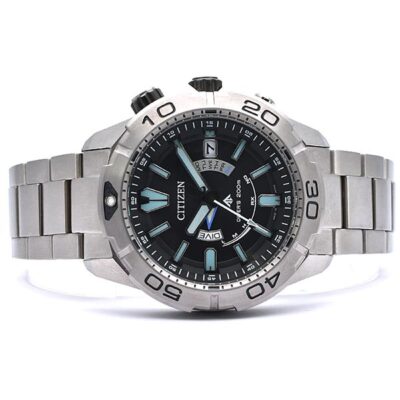 Pre-owned Citizen Promaster Marine Eco-drive As7141-60e Black Solar Men's Watch In Box