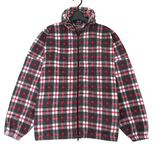 BALENCIAGA フリース チェックジャケット 44 BALENCIAGA(バレンシアガ) 21AW チェックフリースジャケット