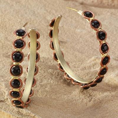 New Tara Mesa Onyx Beaded Hoop Earrings