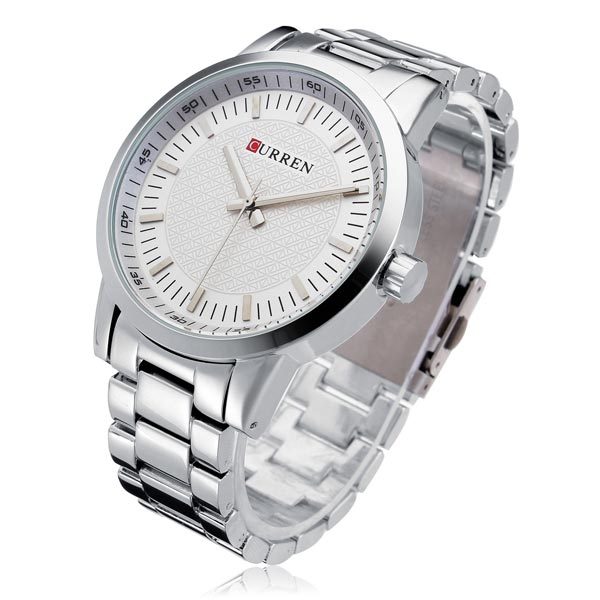 Orologio Polso Curren 8131 Uomo Analogico Quarzo Moderno Silver Quad Bianco lac