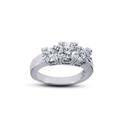 1.81 CT F/SI1 Round Natural Diamonds Platinum Vintage Style 3-Stone Ring