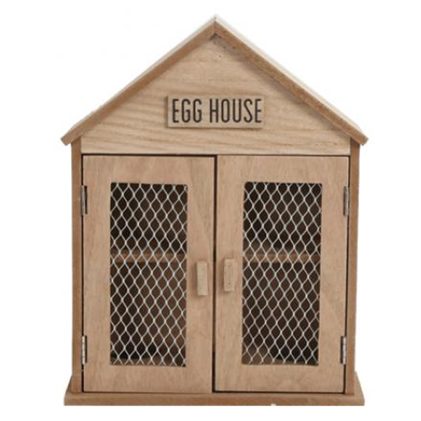 Shabby Chic Rustic Wooden Chicken Hen Egg Holder House Storage