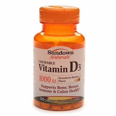 Sundown Naturals Vitamin D3 1000 IU Chewable Tablets 120 Tablets