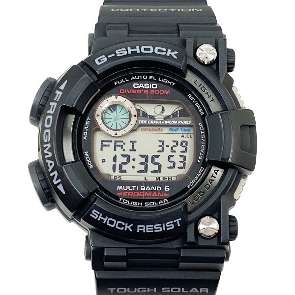 Pre-owned Casio G-shock Frogman Gwf-1000-1jf Black Red Multiband 6 Men's Watch In Box