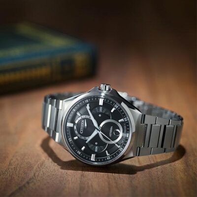 Pre-owned Citizen Attesa Bu0060-68e Eco-drive Triple Calendar Moon Data Titanium Men Watch