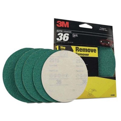 Green Corps  31548 Abrasive Disc, 6 in Dia, 36 Grit, PSA, Green