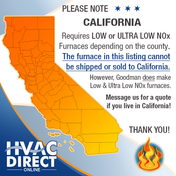 80K BTU 80% Natural NG or Propane LP Goodman Gas Furnace 1 Stage, Multi-Position