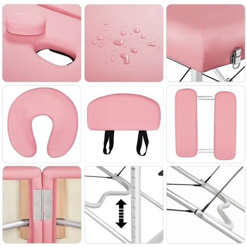 Aluminum Massage Bed Facial Salon Spa Bed 2 Fold Portable Eyelash Extension Bed