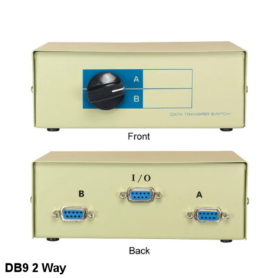 KNTK 2-Way DB9 Female Data Transfer Switch Box Box Rotary Printer RS232 Serial