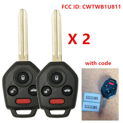 2X Replacement for Subaru 2011 2012- 2019 Remote Head Key Fob 4Button CWTWB1U811
