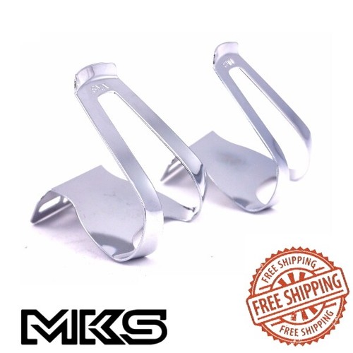 MKS Half Mini Steel Bike Toe Clips Fixed Gear Classic Chrome Pedal Clip Pair