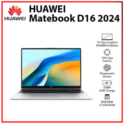 Huawei MateBook D 16 2024 12th Gen i5 8GB+512GB GLOBAL Ver. Windows 11 PC Laptop
