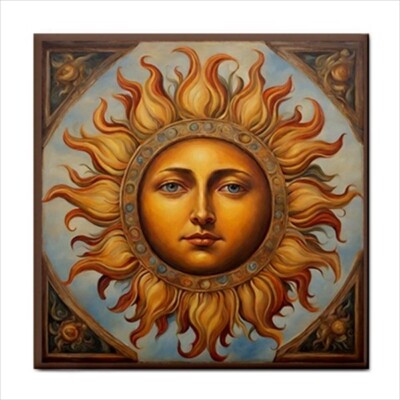Sun Face Ceramic Tile Vintage Style Backsplash Border Wall Art