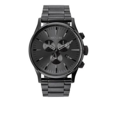 Pre-owned Nixon Men's Watch The Sentry Chrono All Gunmetal A386-632 A386632