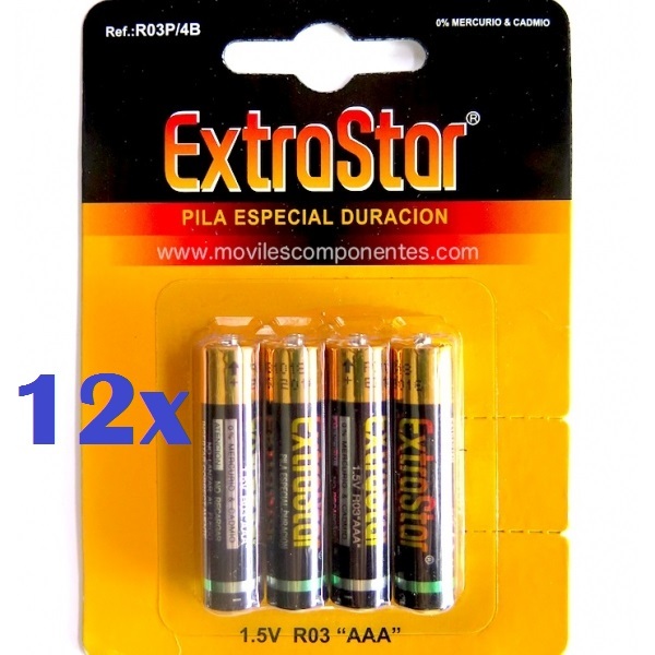 Confezione 48 Pile Batterie ExtraStar AAA 1.5V R03/4B MiniStilo moc