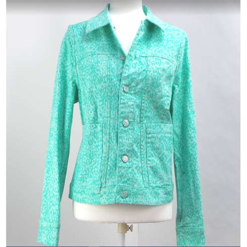 Isaac Mizrahi Live! Reversible Printed Jean Jacket Green