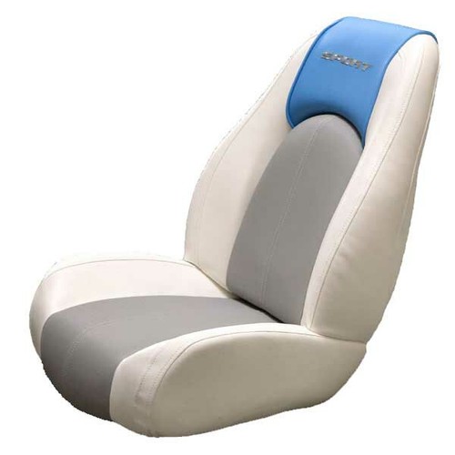 Sea Ray Sport Boat Captains Helm Seat White Gray Blue - Stains | eBay