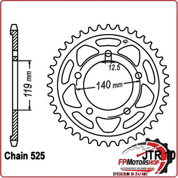 CORONA PER TRASMISSIONE MOTO JT 10 Z45 JTR10.45 45 DENTI ACCIAIO PASSO 525