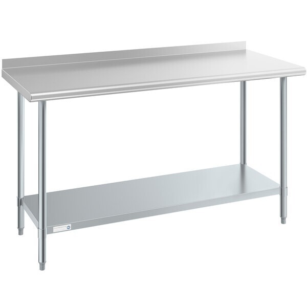 24"W x 60"L Stainless Steel Prep and Work Restaurant Table with Backsplash