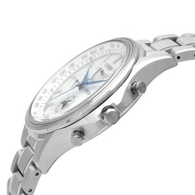 Pre-owned Citizen Exceed At9130-69w White Eco-drive Solar Radio Men's Watch In Box