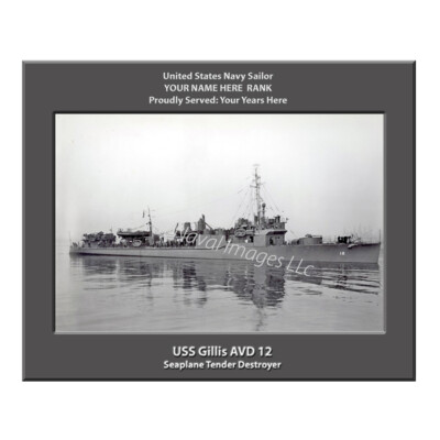 USS Gillis AVD 12 Personalized Canvas Ship Photo Print Navy