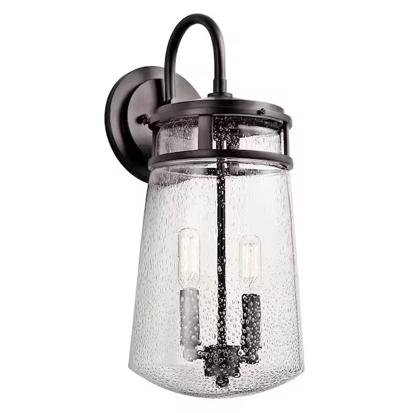 Kichler 49445AZ Lyndon 2 Light Outdoor Hardwired Barn Sconce, Bronze