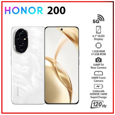 (Unlocked) HONOR 200 5G 12GB+512GB WHITE Dual SIM Octa Core Android Cell Phone