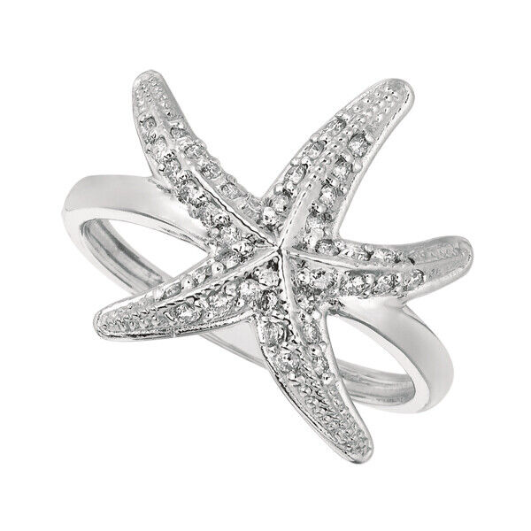 Pre-owned Morris 0.35 Carat Natural Diamond Starfish Ring Band Si 14k White Gold