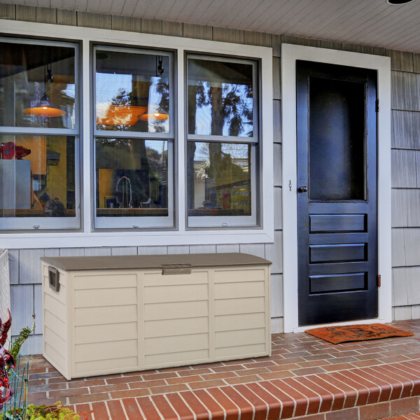 75Gallon Outdoor Storage Box Plastic Garden Cushion Organizer Patio Deck Cabinet