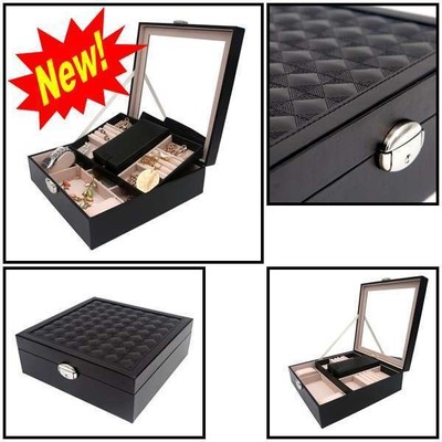 Jewelry Box Case Necklace Cabinet Ring Women Girls Large Mirror Organizer Trays