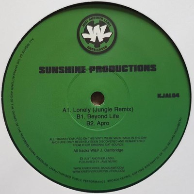 Sunshine Productions Lonely 12'' vinyl UK Just Another Label 2021 in die cut