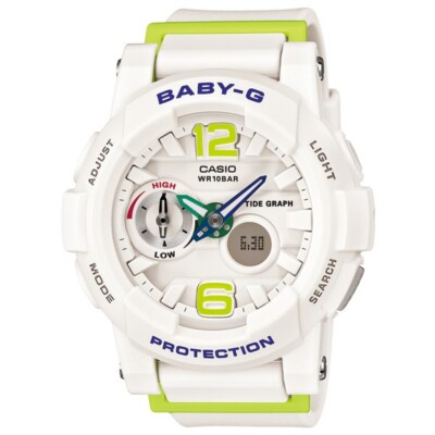 Casio Baby G NEW G Lide BGA 180 7B2 Series White Resin Band Watch