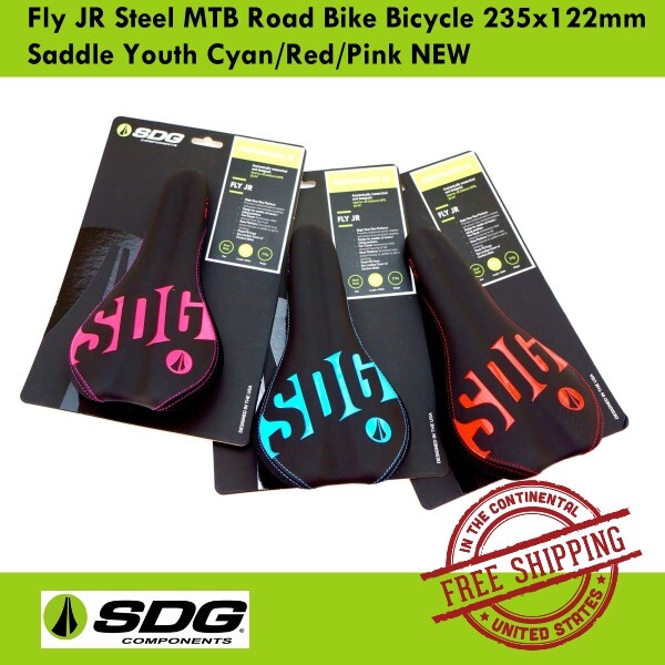 SDG Fly JR Steel Saddle 235x122mm MTB Road Bike Youth Cyan/Red/Pink/Green