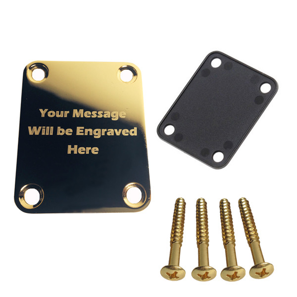 Custom Engraved Etched GOLD PLATED Guitar Neck Plate Personalized Fit Fender