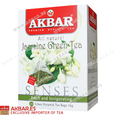 AKBAR SENSES HERBAL JASMINE GREEN TEA 20 PYRAMIDS Made in SRI-LANKA
